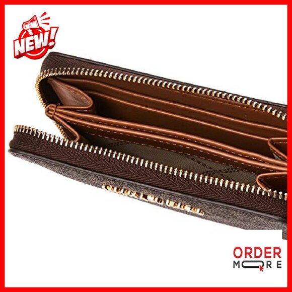 Small Zip-Around Leather Wallet with Multiple Card Slots - Picture 5 of 8